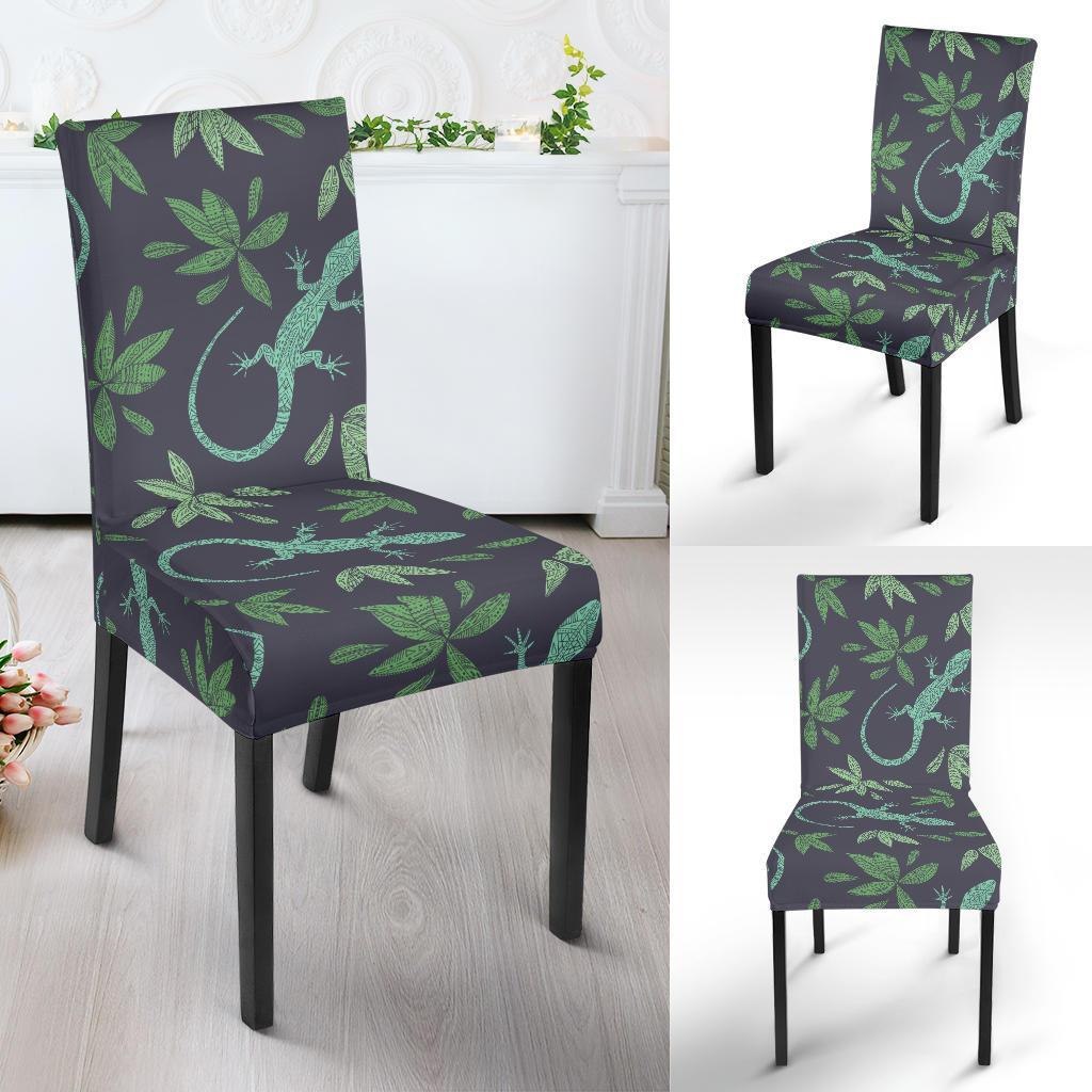 Lizard Leaf Pattern Print Chair Cover-grizzshop