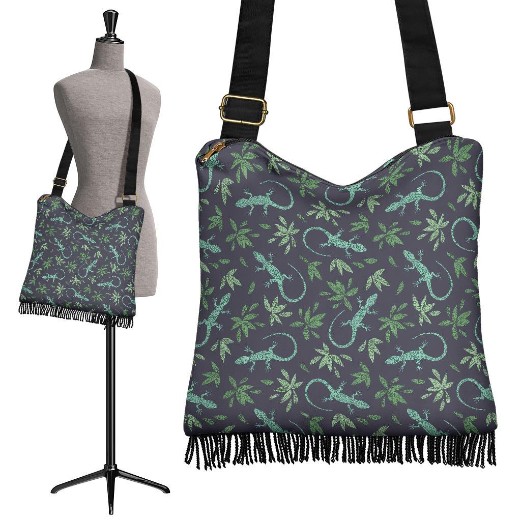 Lizard Leaf Pattern Print Crossbody Bags-grizzshop