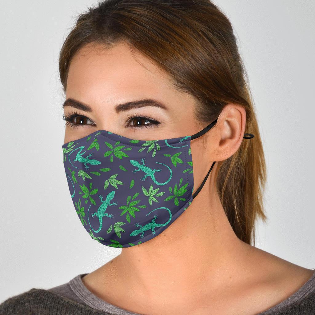 Lizard Leaf Pattern Print Face Mask-grizzshop