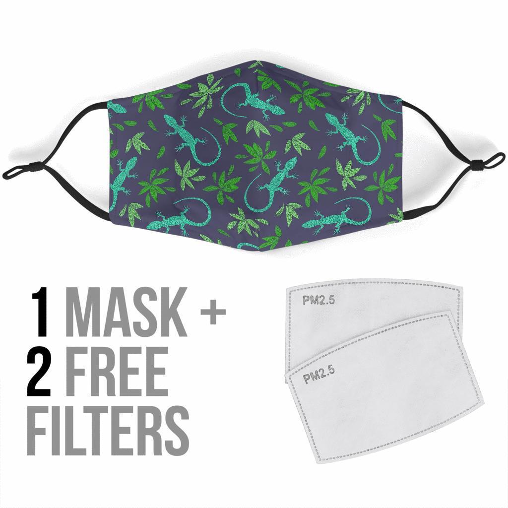 Lizard Leaf Pattern Print Face Mask-grizzshop