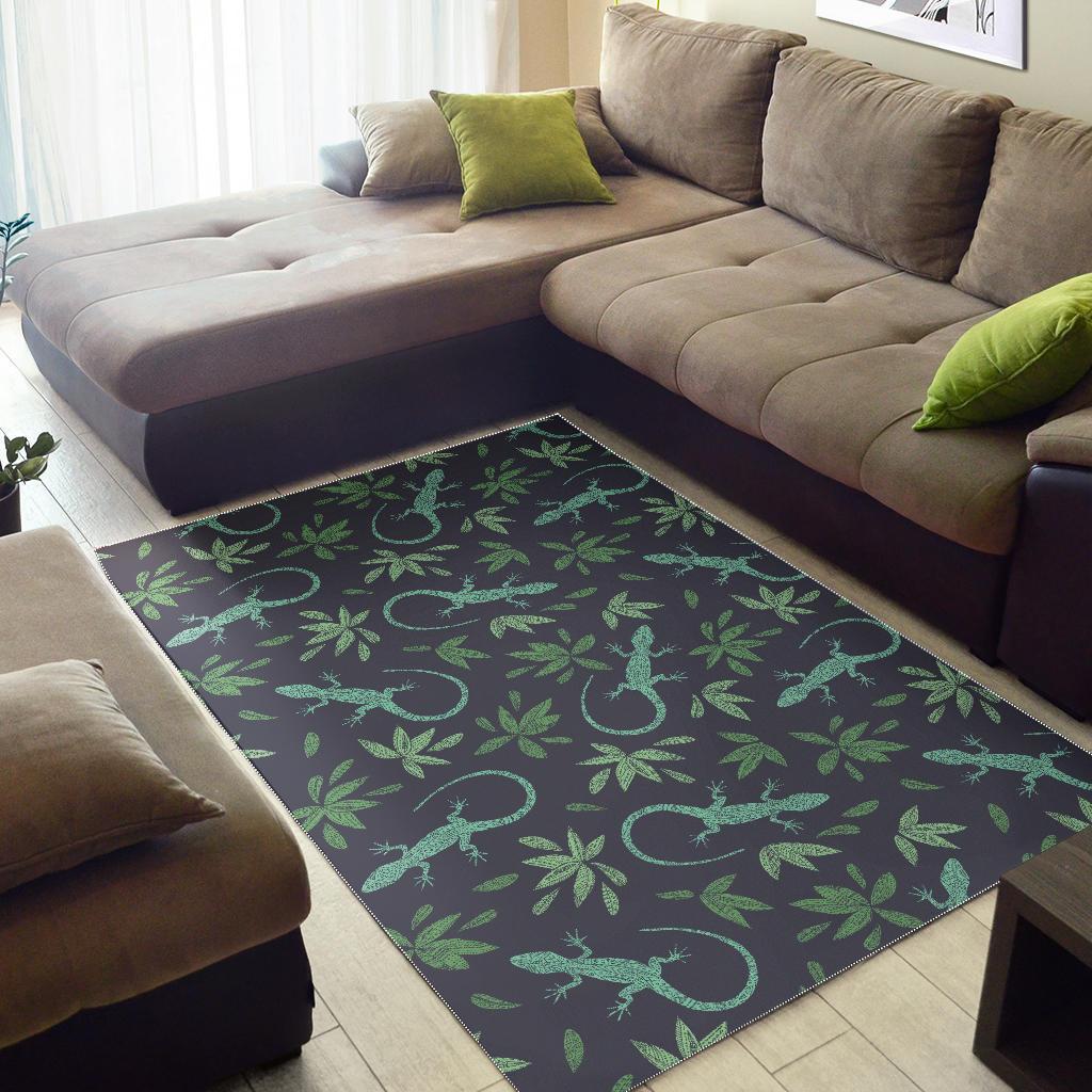 Lizard Leaf Pattern Print Floor Mat-grizzshop