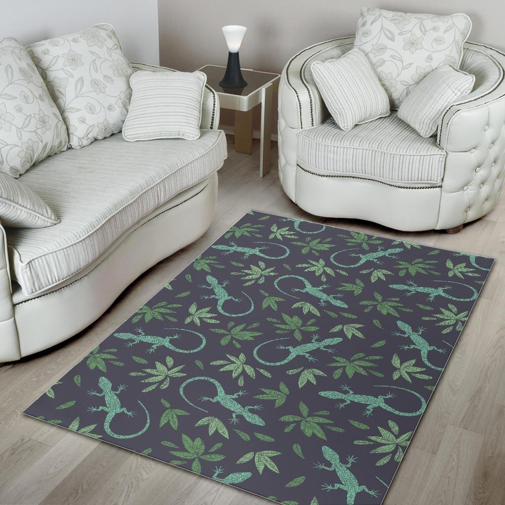 Lizard Leaf Pattern Print Floor Mat-grizzshop