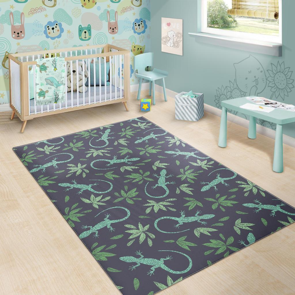 Lizard Leaf Pattern Print Floor Mat-grizzshop