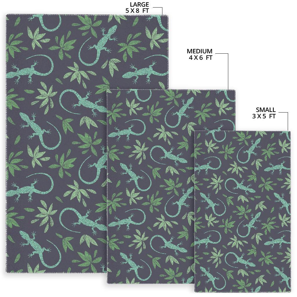 Lizard Leaf Pattern Print Floor Mat-grizzshop