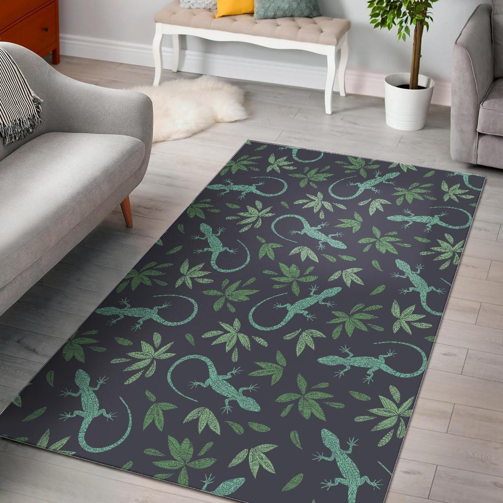 Lizard Leaf Pattern Print Floor Mat-grizzshop