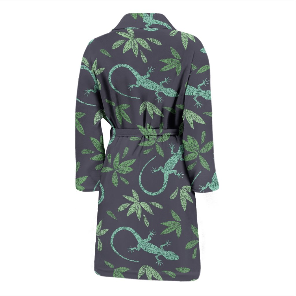 Lizard Leaf Pattern Print Men Long Robe-grizzshop