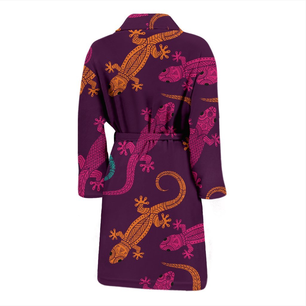 Lizard Pattern Print Men Long Robe-grizzshop