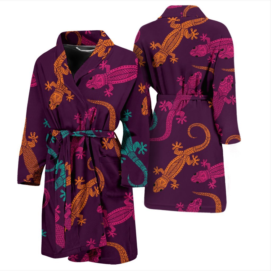 Lizard Pattern Print Men Long Robe-grizzshop