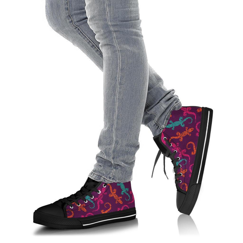 Lizard Pattern Print Men Women's High Top Shoes-grizzshop