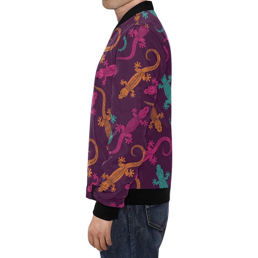 Lizard Pattern Print Men's Bomber Jacket-grizzshop