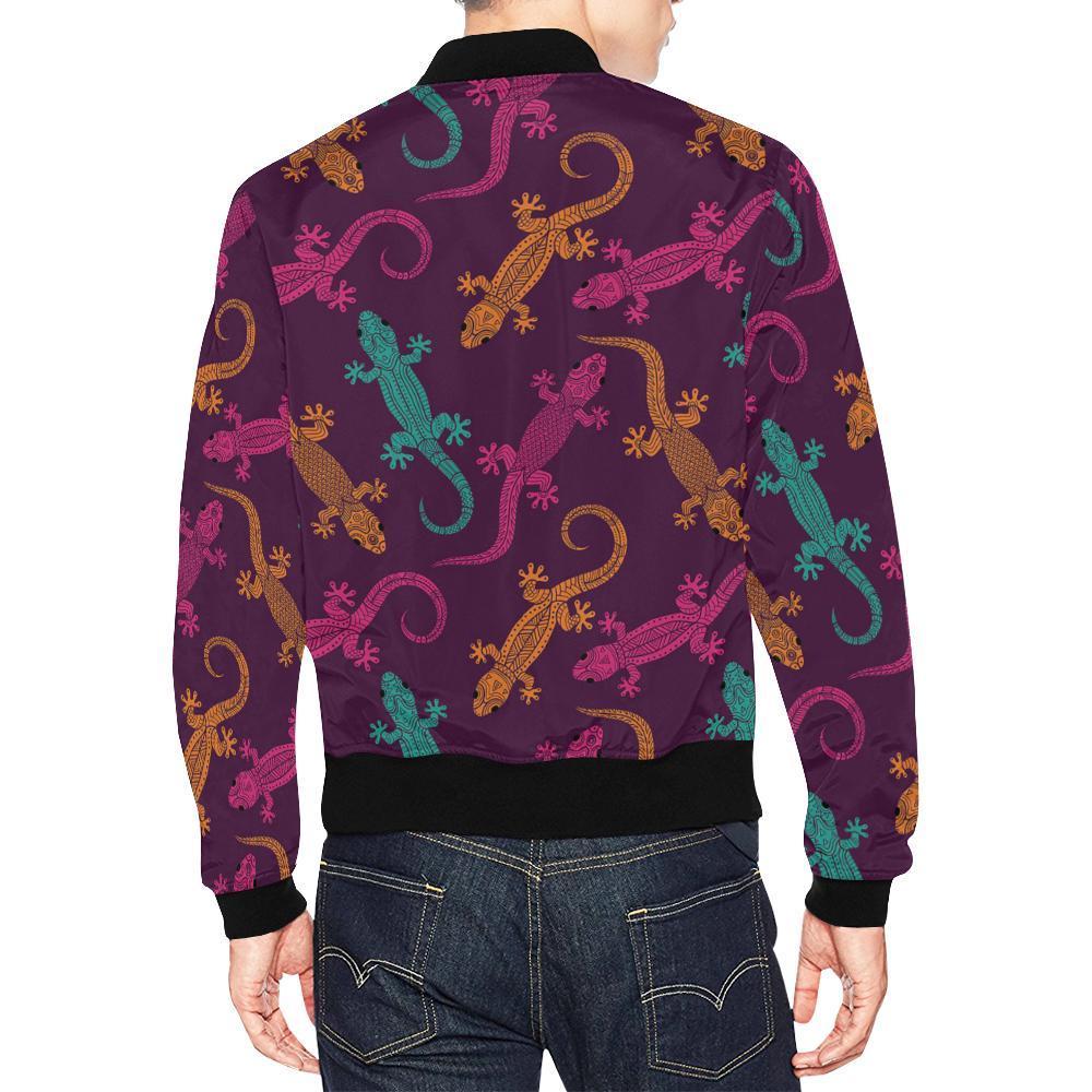 Lizard Pattern Print Men's Bomber Jacket-grizzshop