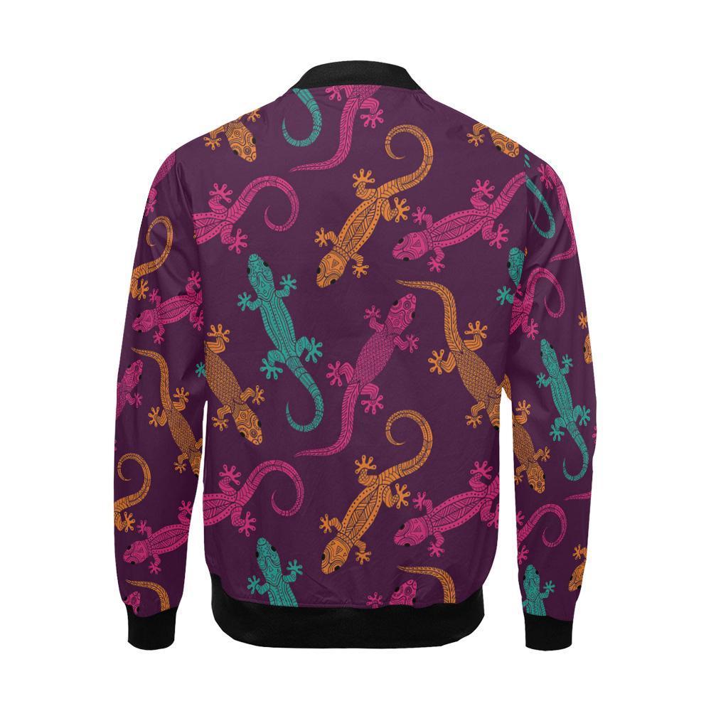 Lizard Pattern Print Men's Bomber Jacket-grizzshop