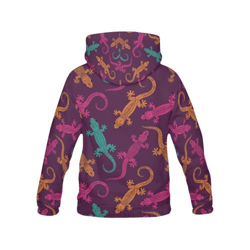 Lizard Pattern Print Women Pullover Hoodie-grizzshop