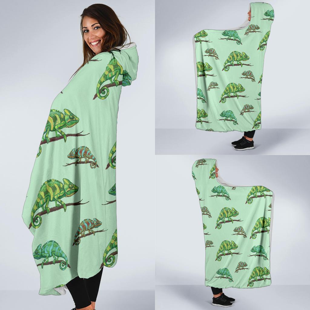 Lizard Print Pattern Hooded Blanket-grizzshop