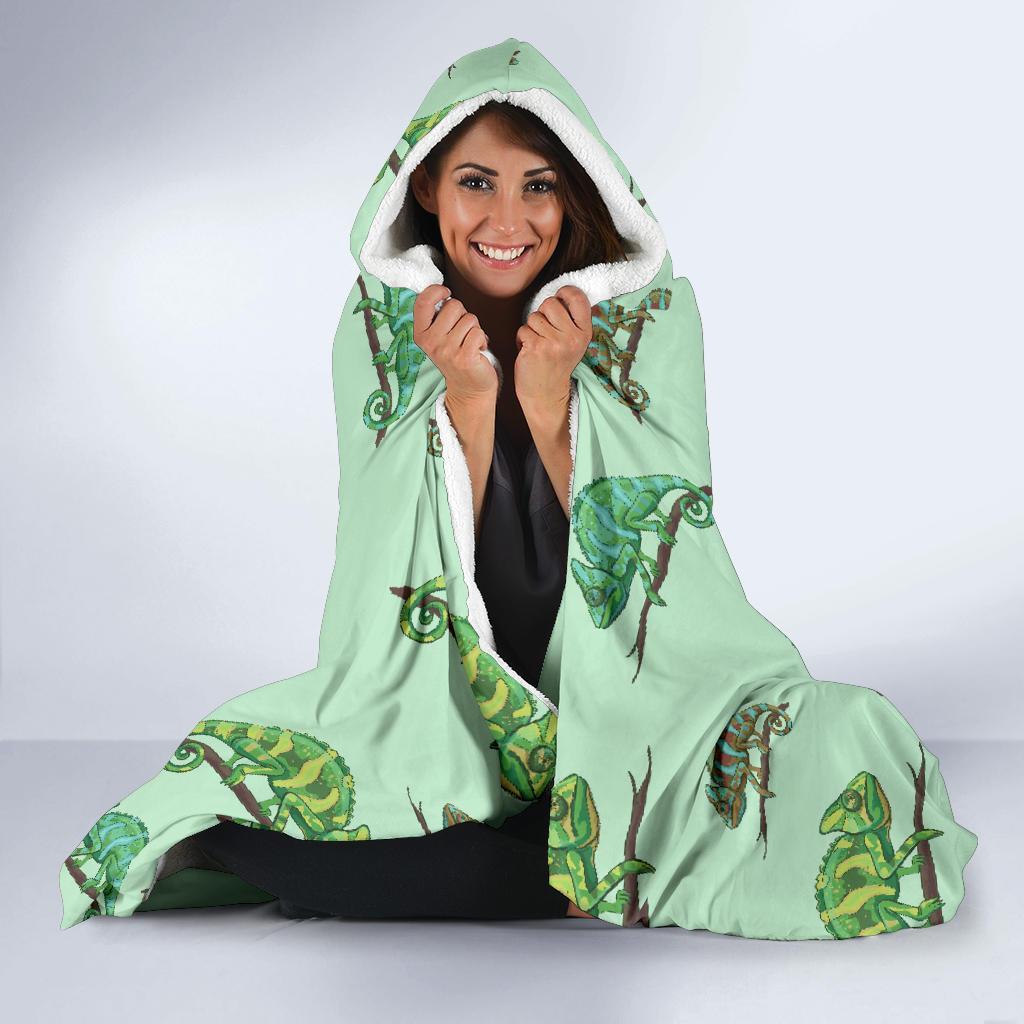 Lizard Print Pattern Hooded Blanket-grizzshop
