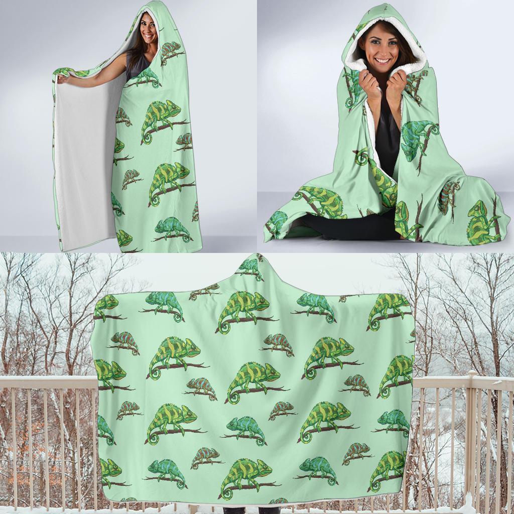 Lizard Print Pattern Hooded Blanket-grizzshop