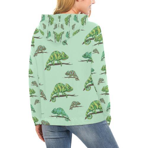 Lizard Print Pattern Women Pullover Hoodie-grizzshop