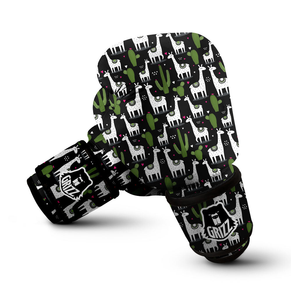 Llama And Cactus Print Pattern Boxing Gloves-grizzshop