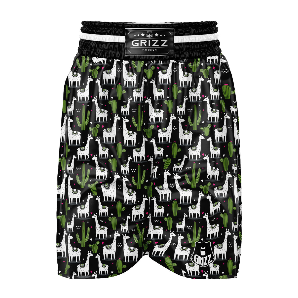 Llama And Cactus Print Pattern Boxing Shorts-grizzshop