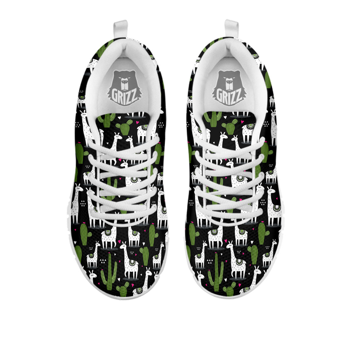 Llama And Cactus Print Pattern White Sneaker-grizzshop