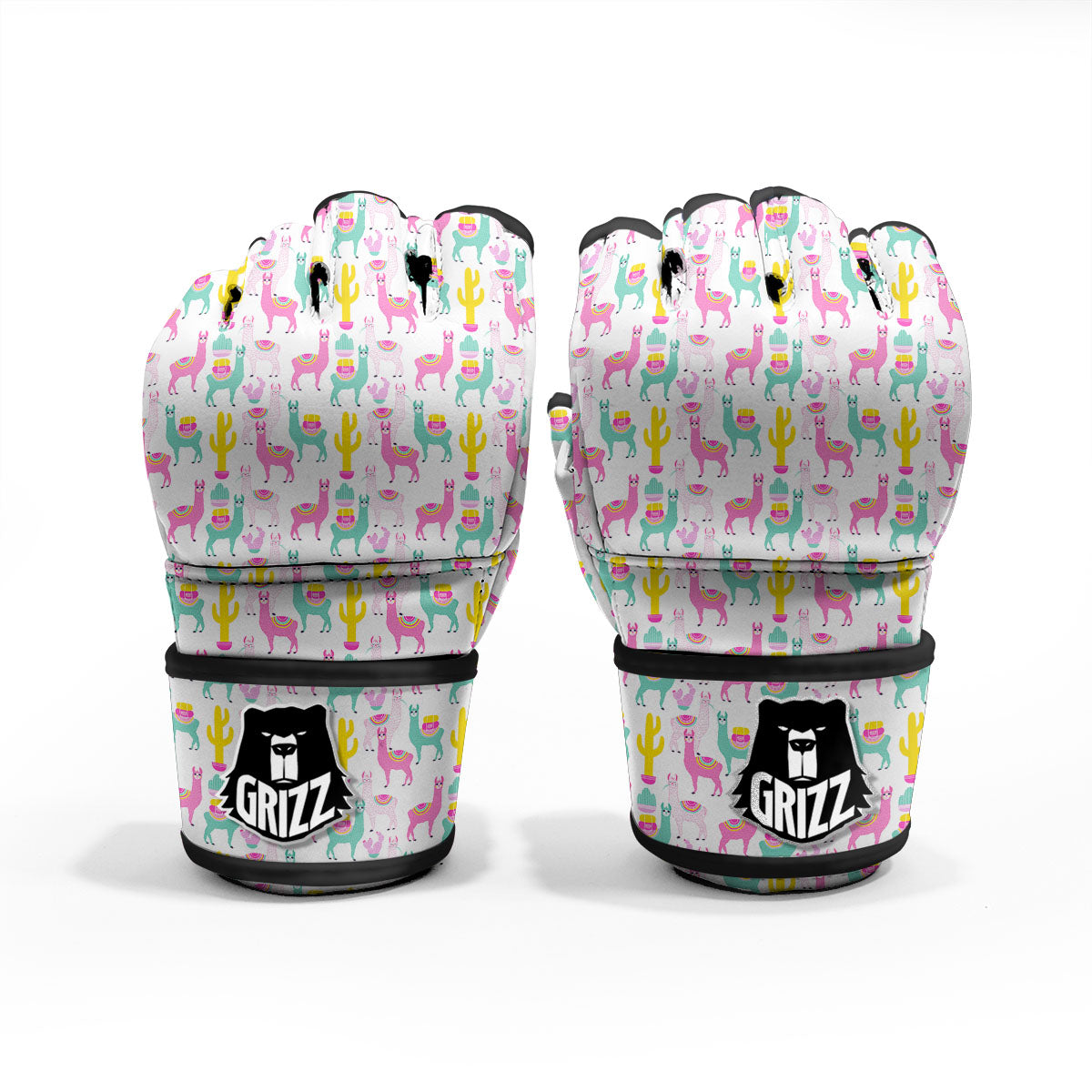 Llama And Cartoon Cactus Print Pattern MMA Gloves-grizzshop