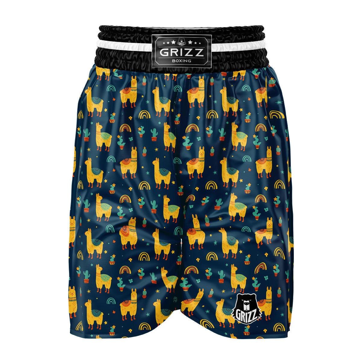 Llama And Cute Cactus Print Pattern Boxing Shorts-grizzshop