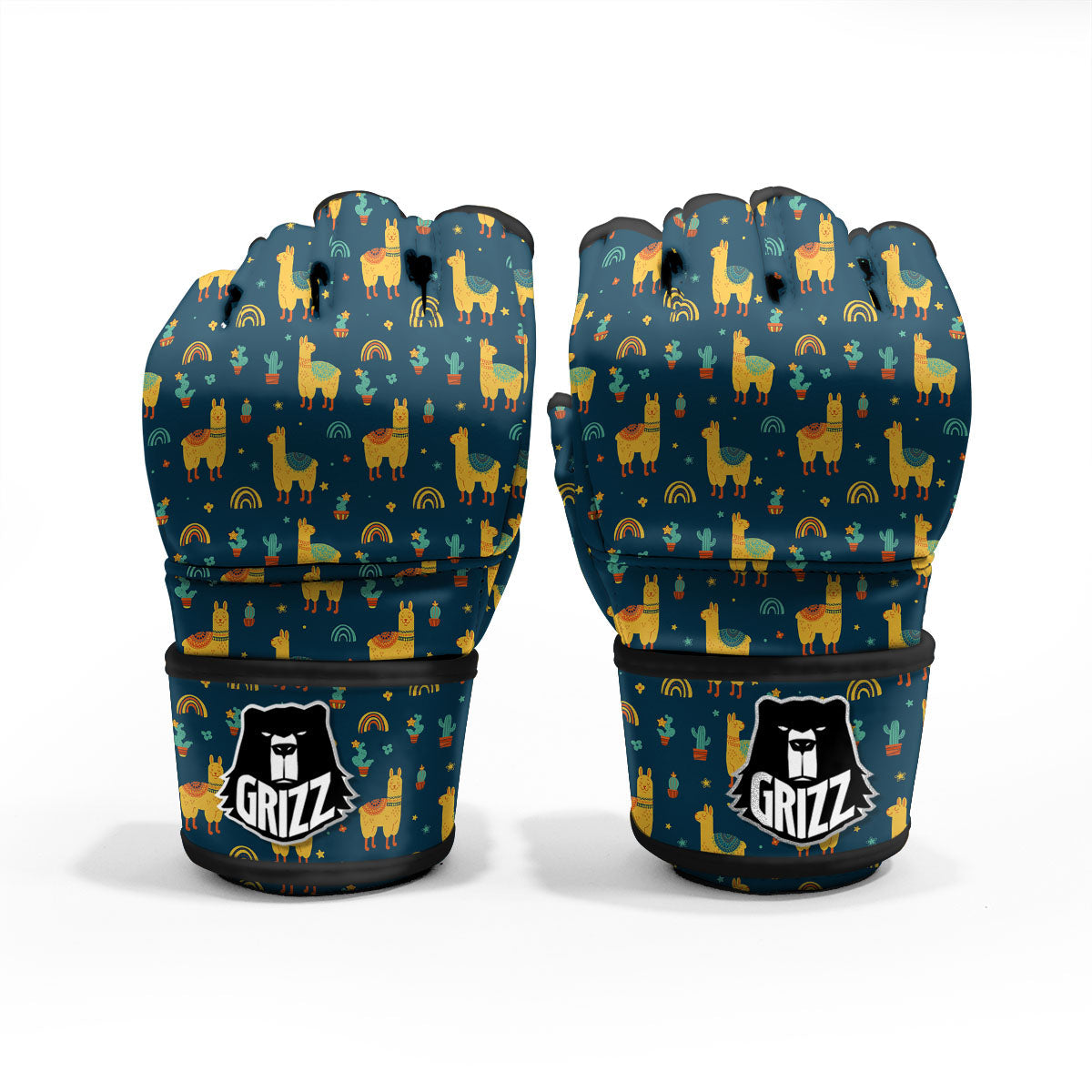Llama And Cute Cactus Print Pattern MMA Gloves-grizzshop