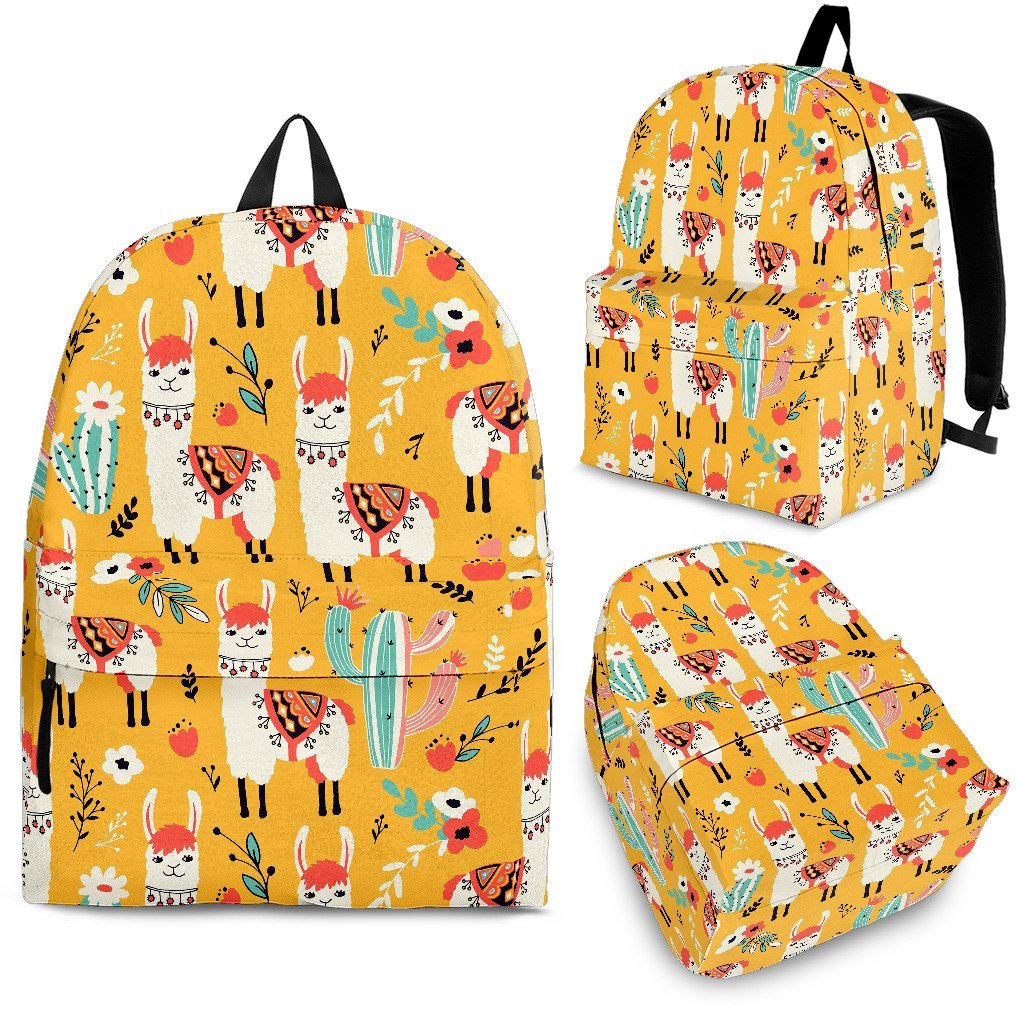 Llama Cactus Pattern Print Backpack-grizzshop