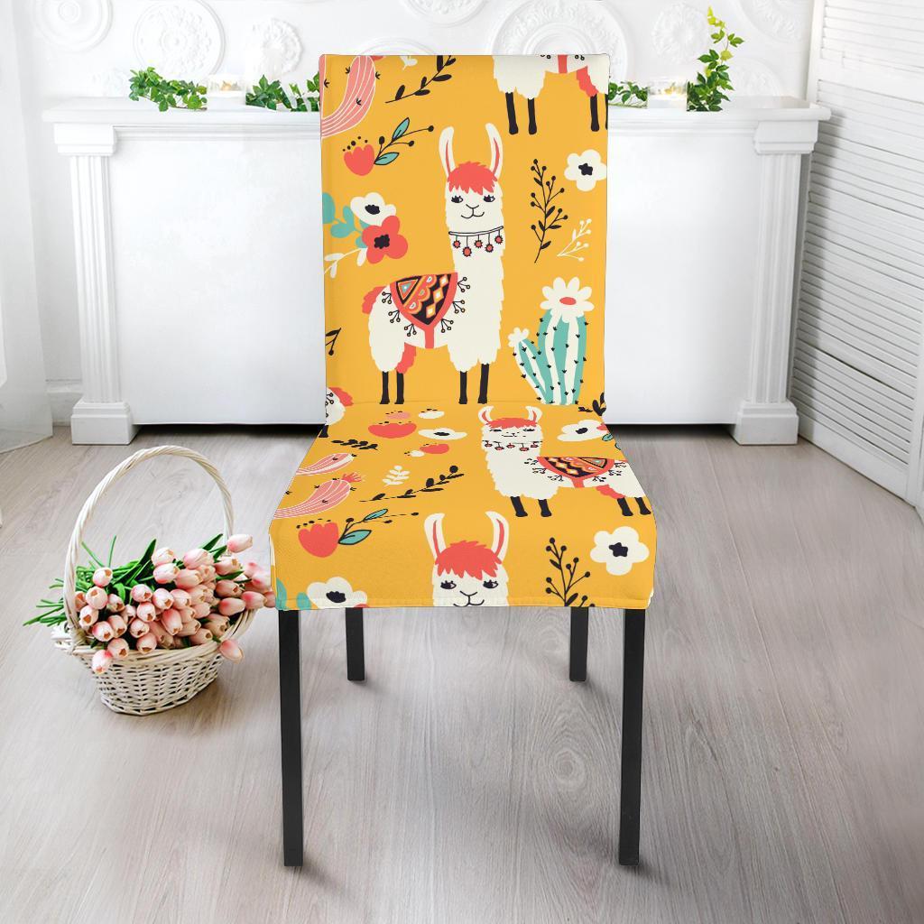 Llama Cactus Pattern Print Chair Cover-grizzshop