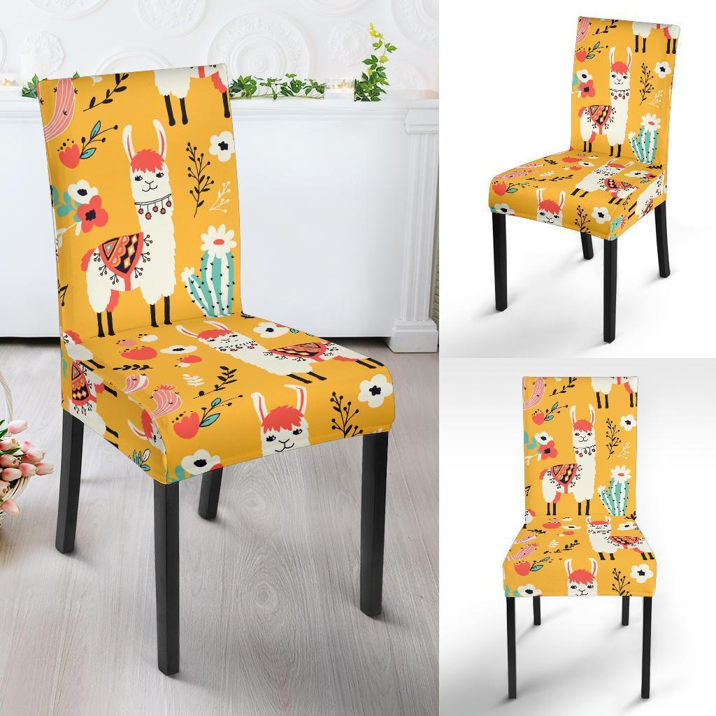 Llama Cactus Pattern Print Chair Cover-grizzshop