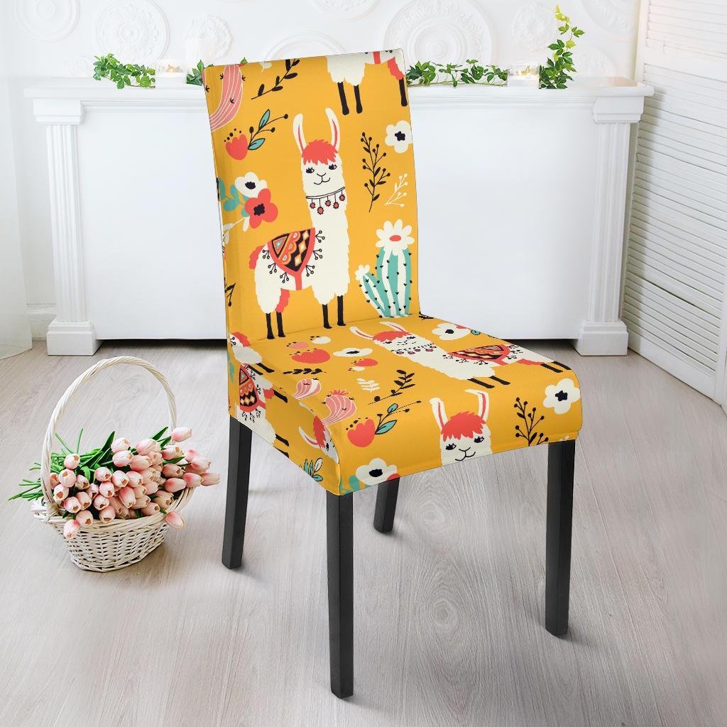 Llama Cactus Pattern Print Chair Cover-grizzshop