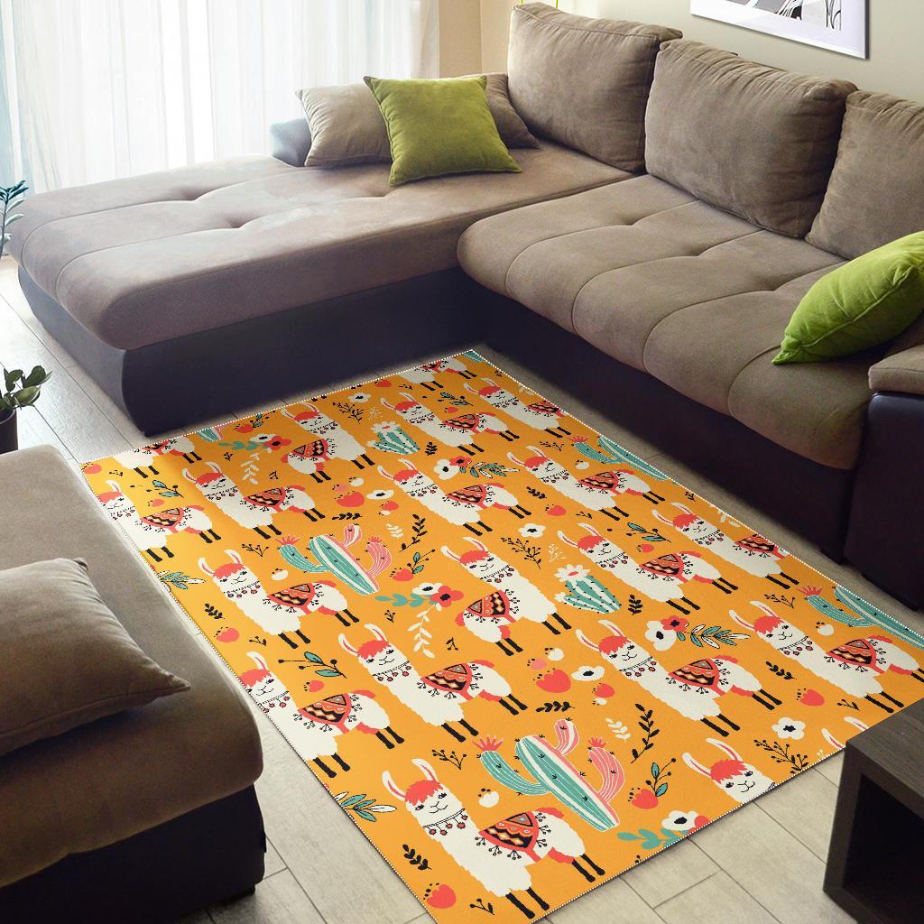 Llama Cactus Pattern Print Floor Mat-grizzshop