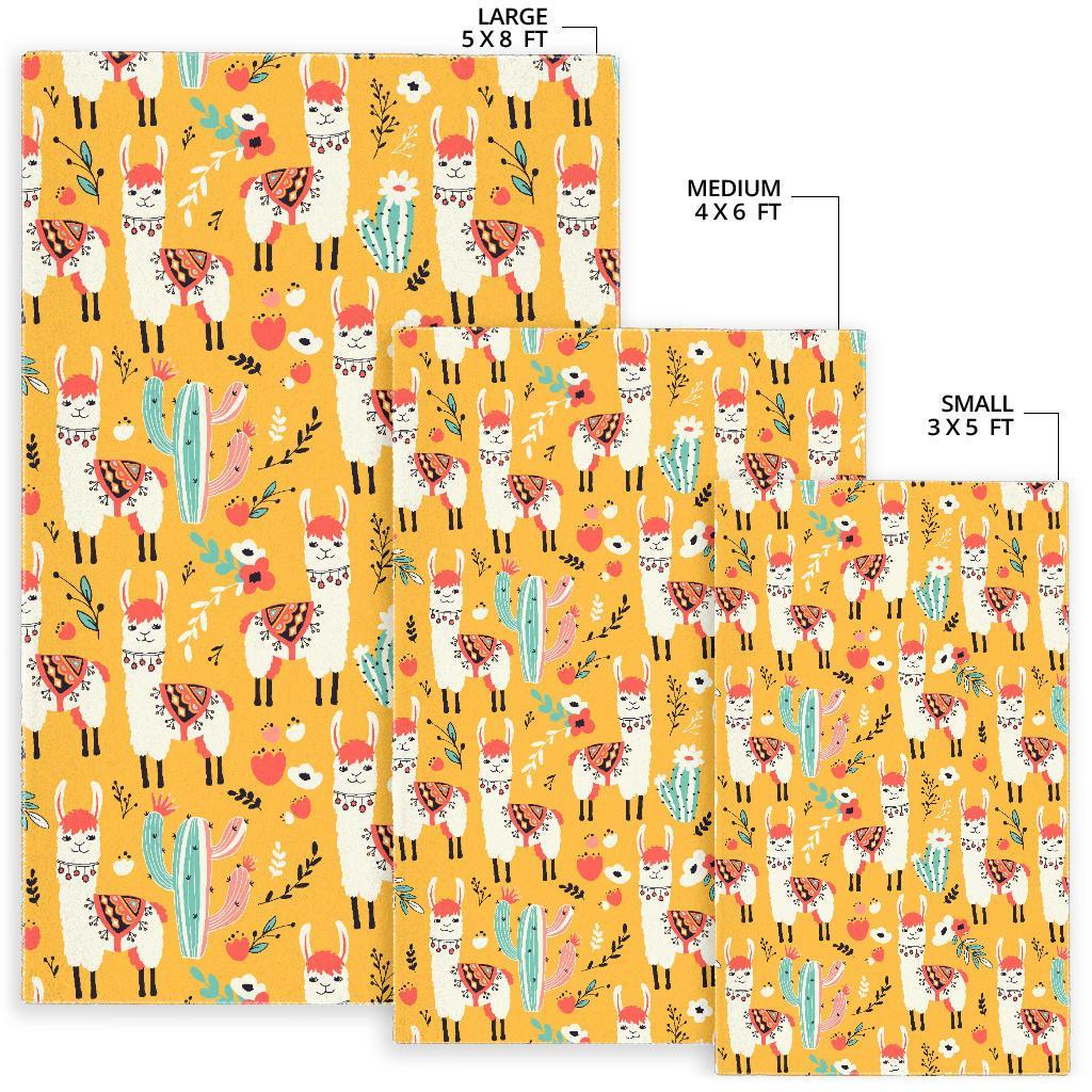 Llama Cactus Pattern Print Floor Mat-grizzshop