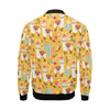 Llama Cactus Pattern Print Men's Bomber Jacket-grizzshop