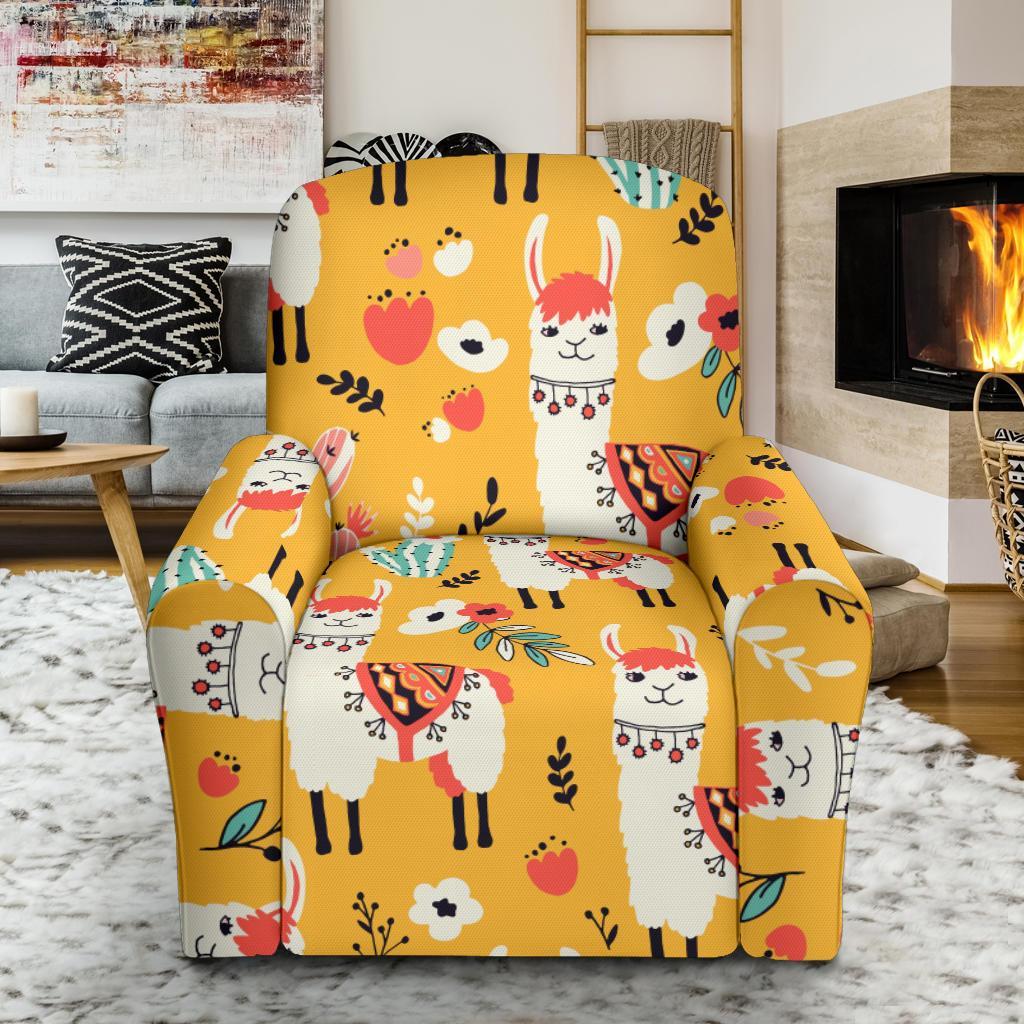 Llama Cactus Pattern Print Recliner Cover-grizzshop