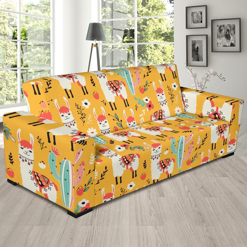 Llama Cactus Pattern Print Sofa Covers-grizzshop