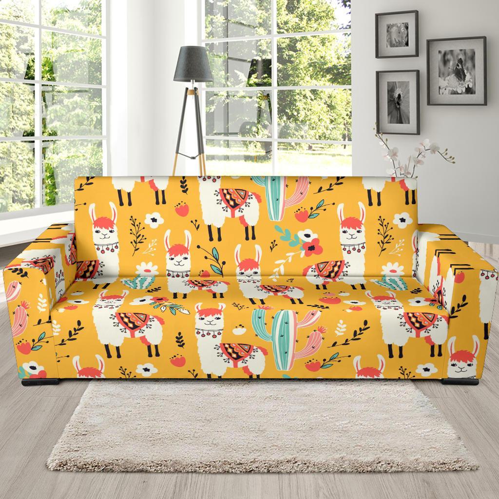 Llama Cactus Pattern Print Sofa Covers-grizzshop