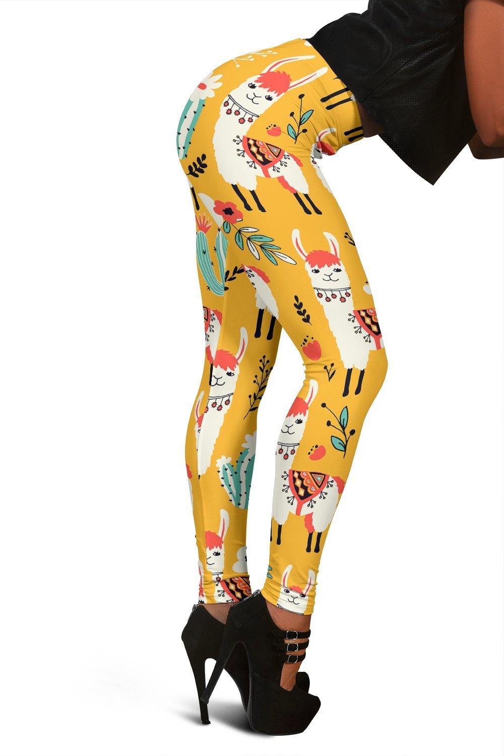 Llama Cactus Pattern Print Women Leggings-grizzshop