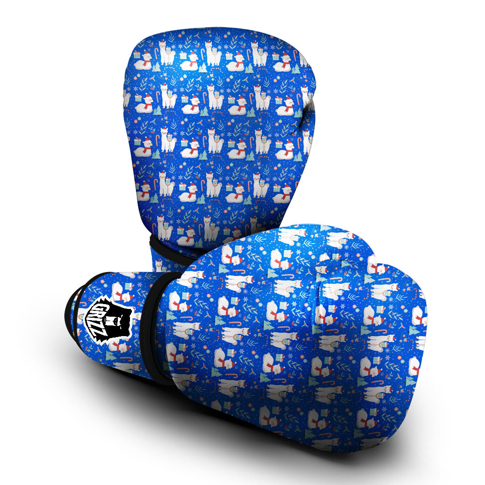 Llama Christmas Print Pattern Boxing Gloves-grizzshop