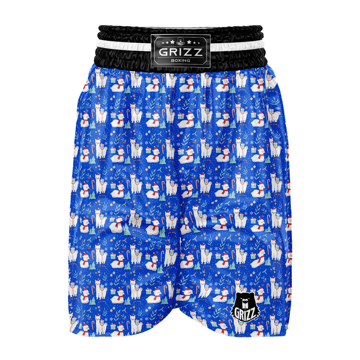 Llama Christmas Print Pattern Boxing Shorts-grizzshop