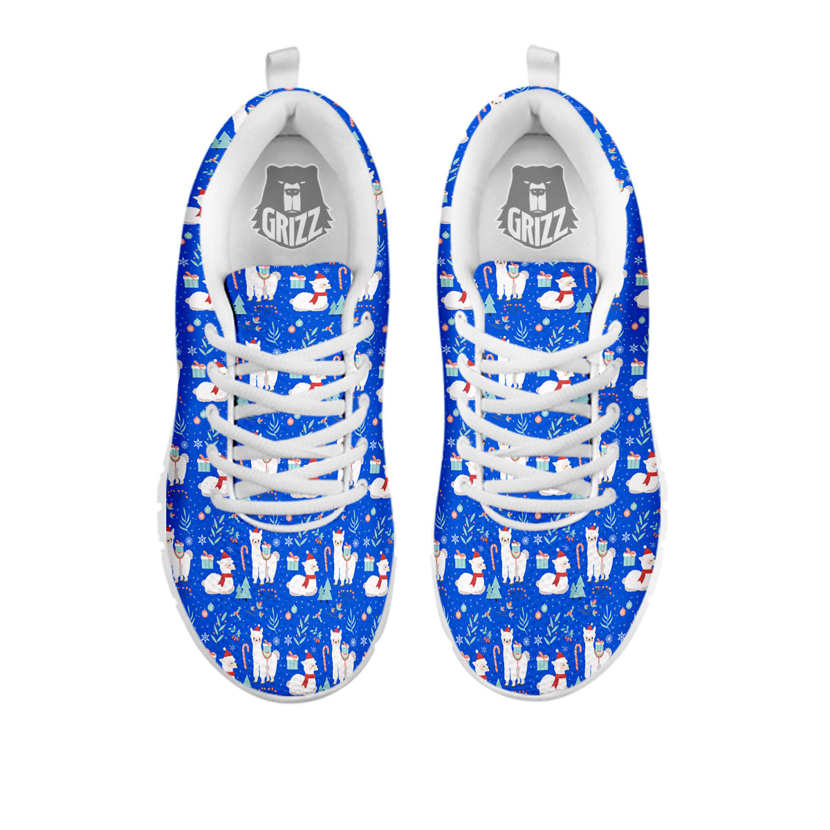 Llama Christmas Print Pattern White Sneaker-grizzshop