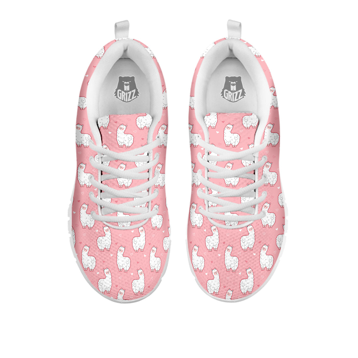 Llama Cute Pink Print Pattern White Sneaker-grizzshop