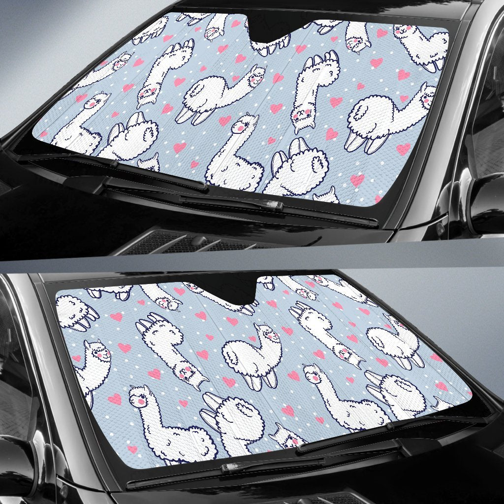 Llama Pattern Print Car Sun Shade-grizzshop