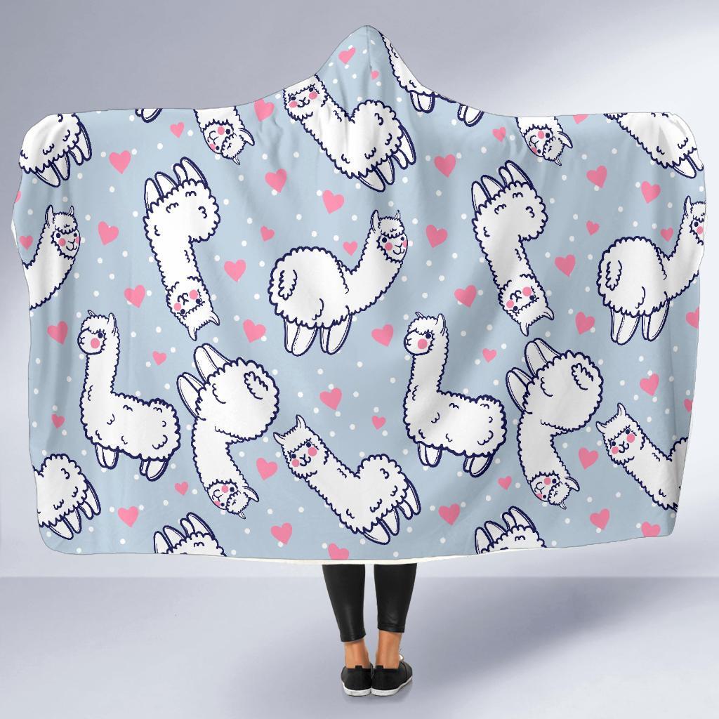 Llama Pattern Print Hooded Blanket-grizzshop