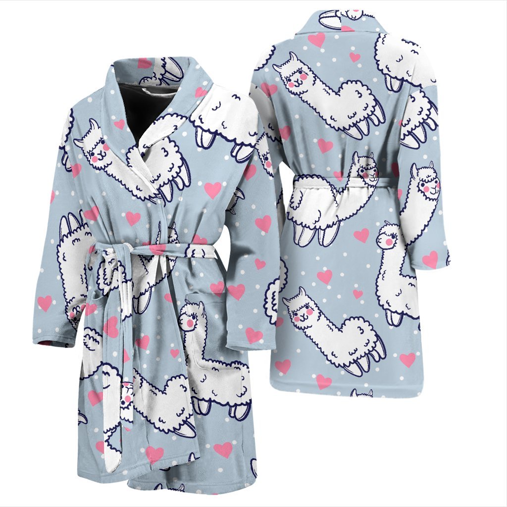 Llama Pattern Print Men Long Robe-grizzshop