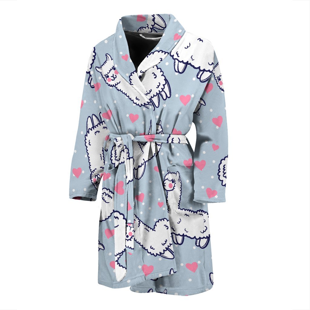Llama Pattern Print Men Long Robe-grizzshop