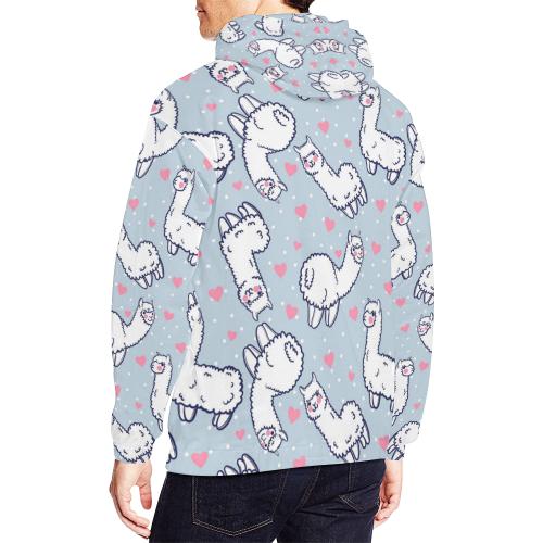 Llama Pattern Print Men Pullover Hoodie-grizzshop