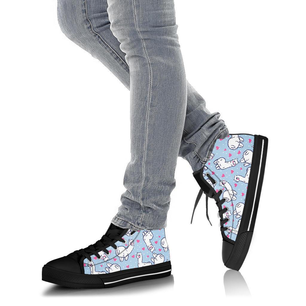 Llama Pattern Print Men Women's High Top Shoes-grizzshop