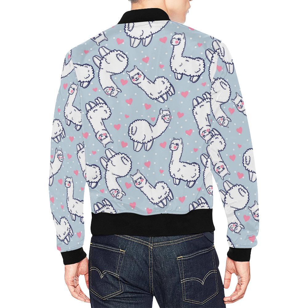 Llama Pattern Print Men's Bomber Jacket-grizzshop