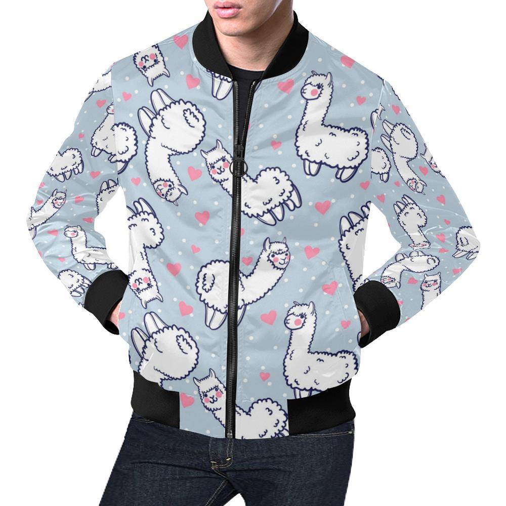 Llama Pattern Print Men's Bomber Jacket-grizzshop